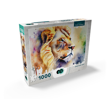 Abstract Watercolor Lion Wildlife Canvas 1000 Jigsaw Puzzle box view2