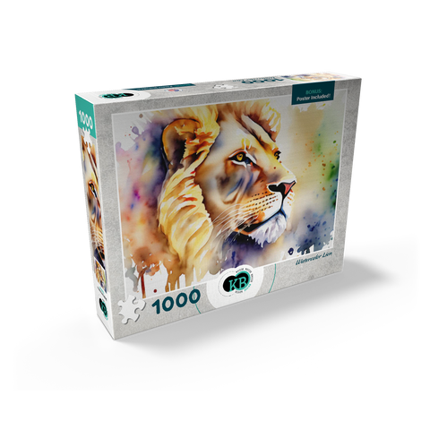 Abstract Watercolor Lion Wildlife Canvas 1000 Jigsaw Puzzle box view2