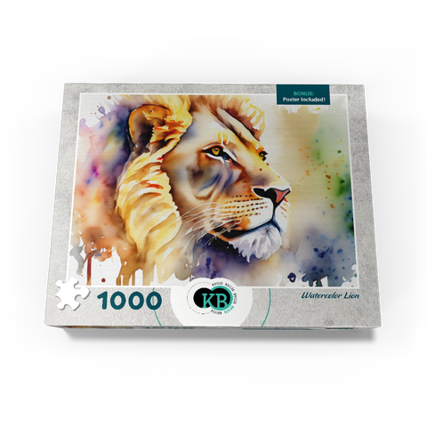 Abstract Watercolor Lion Wildlife Canvas 1000 Jigsaw Puzzle box view3