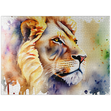 puzzleplate Abstract Watercolor Lion Wildlife Canvas 1000 Jigsaw Puzzle