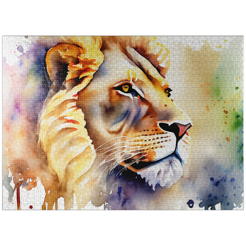 puzzleplate Abstract Watercolor Lion Wildlife Canvas 1000 Jigsaw Puzzle