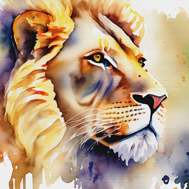 Abstract Watercolor Lion Wildlife Canvas 1000 Jigsaw Puzzle 3D Modell