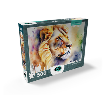 Abstract Watercolor Lion Wildlife Canvas 500 Jigsaw Puzzle box view2