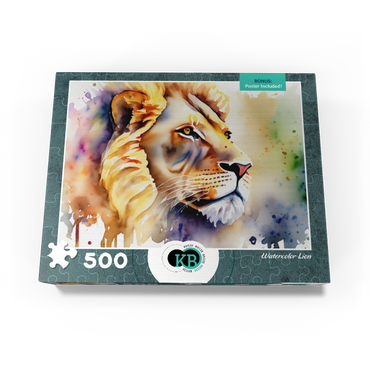 Abstract Watercolor Lion Wildlife Canvas 500 Jigsaw Puzzle box view3