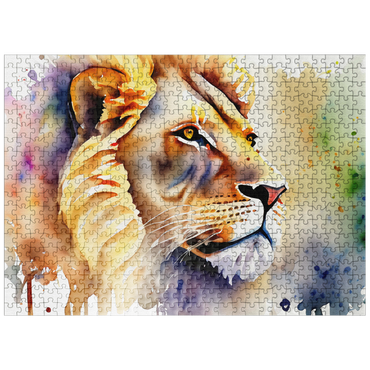 puzzleplate Abstract Watercolor Lion Wildlife Canvas 500 Jigsaw Puzzle