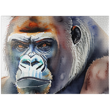 puzzleplate Abstract Watercolor Gorilla Wildlife Canvas 1000 Jigsaw Puzzle