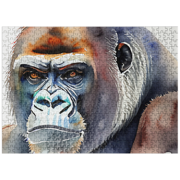 puzzleplate Abstract Watercolor Gorilla Wildlife Canvas 500 Jigsaw Puzzle