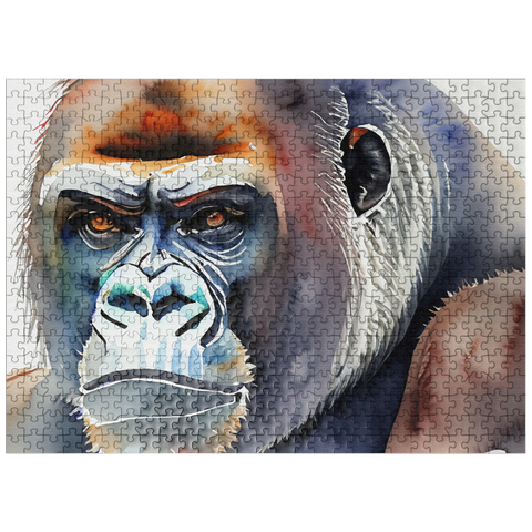 puzzleplate Abstract Watercolor Gorilla Wildlife Canvas 500 Jigsaw Puzzle