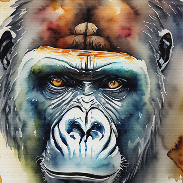 Abstract Watercolor Gorilla Portrait Wildlife Canvas 1000 Jigsaw Puzzle 3D Modell