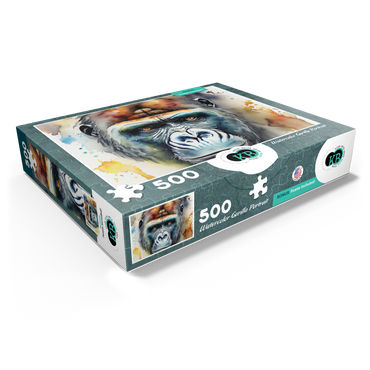 Abstract Watercolor Gorilla Portrait Wildlife Canvas 500 Jigsaw Puzzle box view1