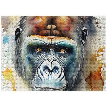 puzzleplate Abstract Watercolor Gorilla Portrait Wildlife Canvas 500 Jigsaw Puzzle