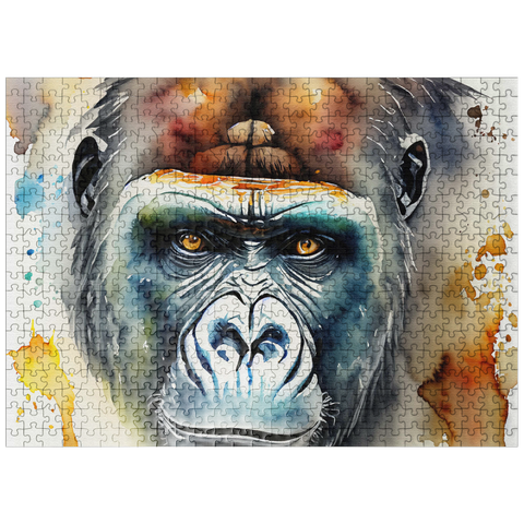 puzzleplate Abstract Watercolor Gorilla Portrait Wildlife Canvas 500 Jigsaw Puzzle