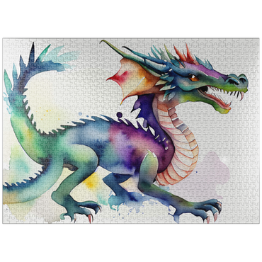 puzzleplate Abstract Watercolor Dragon Rainbow Trickster Fantasy Canvas 1000 Jigsaw Puzzle