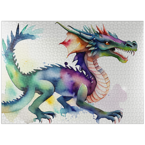 puzzleplate Abstract Watercolor Dragon Rainbow Trickster Fantasy Canvas 1000 Jigsaw Puzzle