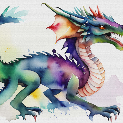 Abstract Watercolor Dragon Rainbow Trickster Fantasy Canvas 1000 Jigsaw Puzzle 3D Modell