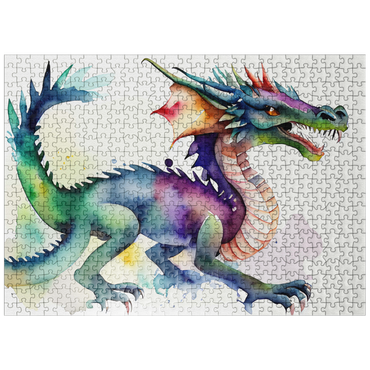 puzzleplate Abstract Watercolor Dragon Rainbow Trickster Fantasy Canvas 500 Jigsaw Puzzle