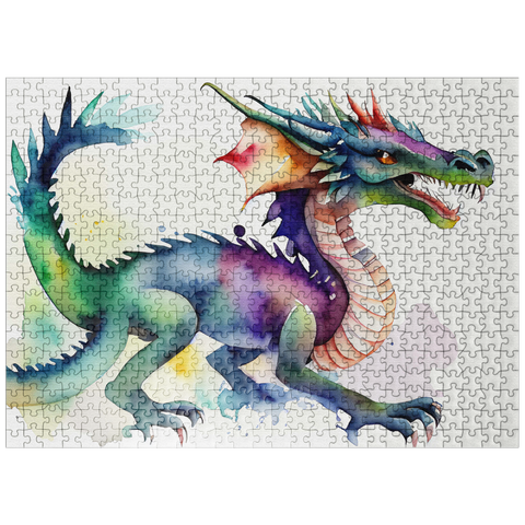 puzzleplate Abstract Watercolor Dragon Rainbow Trickster Fantasy Canvas 500 Jigsaw Puzzle