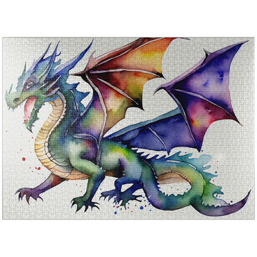 puzzleplate Abstract Watercolor Dragon Horned Venom Fantasy Canvas 1000 Jigsaw Puzzle