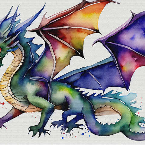 Abstract Watercolor Dragon Horned Venom Fantasy Canvas 1000 Jigsaw Puzzle 3D Modell