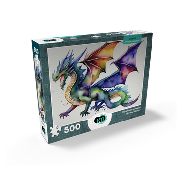 Abstract Watercolor Dragon Horned Venom Fantasy Canvas 500 Jigsaw Puzzle box view2