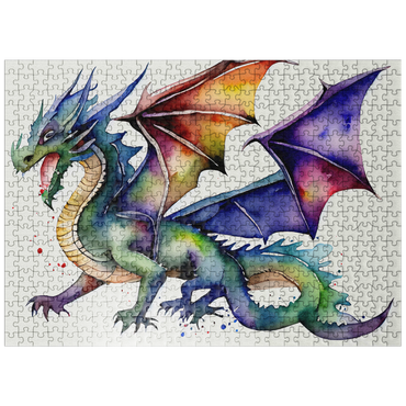 puzzleplate Abstract Watercolor Dragon Horned Venom Fantasy Canvas 500 Jigsaw Puzzle