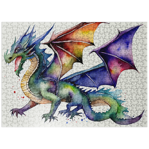 puzzleplate Abstract Watercolor Dragon Horned Venom Fantasy Canvas 500 Jigsaw Puzzle