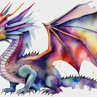 Abstract Watercolor Dragon Lavender Enigma Fantasy Canvas 1000 Jigsaw Puzzle 3D Modell