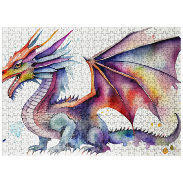 puzzleplate Abstract Watercolor Dragon Lavender Enigma Fantasy Canvas 500 Jigsaw Puzzle