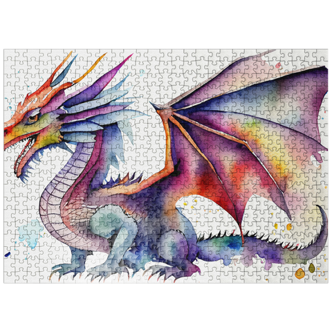 puzzleplate Abstract Watercolor Dragon Lavender Enigma Fantasy Canvas 500 Jigsaw Puzzle