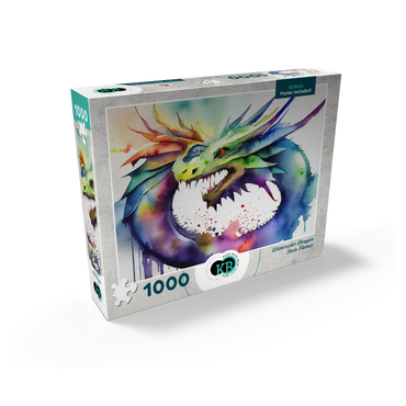 Abstract Watercolor Dragon Twin Flames Fantasy Canvas 1000 Jigsaw Puzzle box view2