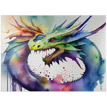 puzzleplate Abstract Watercolor Dragon Twin Flames Fantasy Canvas 1000 Jigsaw Puzzle