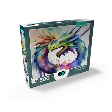 Abstract Watercolor Dragon Twin Flames Fantasy Canvas 500 Jigsaw Puzzle box view2