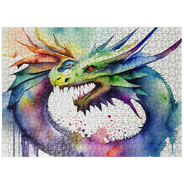 puzzleplate Abstract Watercolor Dragon Twin Flames Fantasy Canvas 500 Jigsaw Puzzle