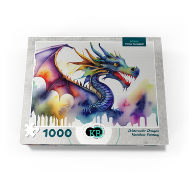 Abstract Watercolor Dragon Rainbow Fantasy Canvas 1000 Jigsaw Puzzle box view3