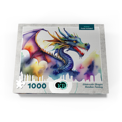 Abstract Watercolor Dragon Rainbow Fantasy Canvas 1000 Jigsaw Puzzle box view3