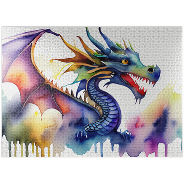 puzzleplate Abstract Watercolor Dragon Rainbow Fantasy Canvas 1000 Jigsaw Puzzle