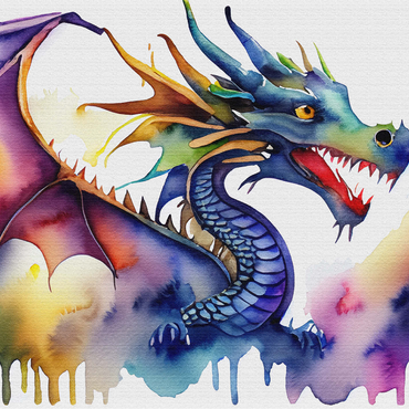 Abstract Watercolor Dragon Rainbow Fantasy Canvas 1000 Jigsaw Puzzle 3D Modell