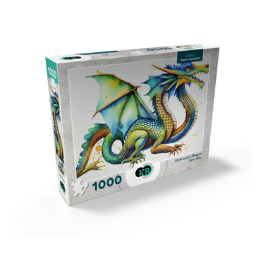 Abstract Watercolor Dragon Twin Fire Fantasy Canvas 1000 Jigsaw Puzzle box view2