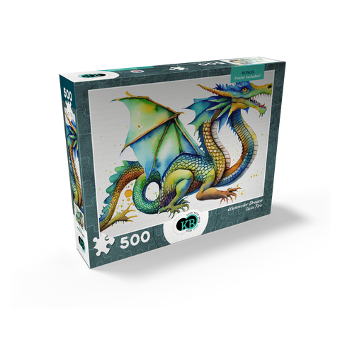 Abstract Watercolor Dragon Twin Fire Fantasy Canvas 500 Jigsaw Puzzle box view2