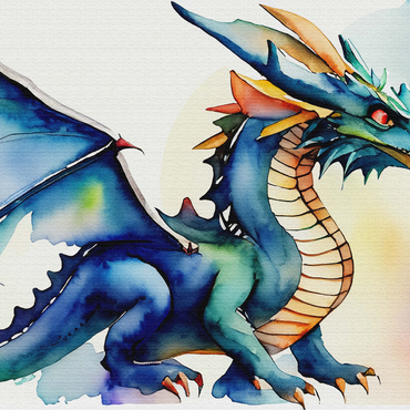 Abstract Watercolor Dragon Blue Fire Fantasy Canvas 1000 Jigsaw Puzzle 3D Modell