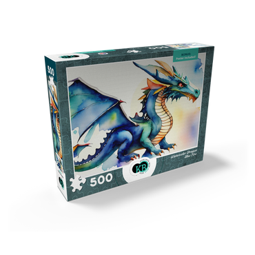 Abstract Watercolor Dragon Blue Fire Fantasy Canvas 500 Jigsaw Puzzle box view2