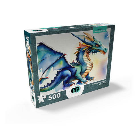 Abstract Watercolor Dragon Blue Fire Fantasy Canvas 500 Jigsaw Puzzle box view2