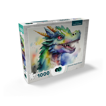 Abstract Watercolor Dragon Portrait Fantasy Canvas 1000 Jigsaw Puzzle box view2