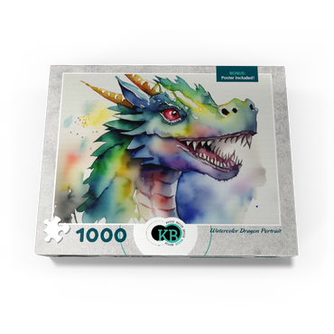 Abstract Watercolor Dragon Portrait Fantasy Canvas 1000 Jigsaw Puzzle box view3