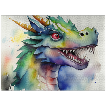 puzzleplate Abstract Watercolor Dragon Portrait Fantasy Canvas 1000 Jigsaw Puzzle