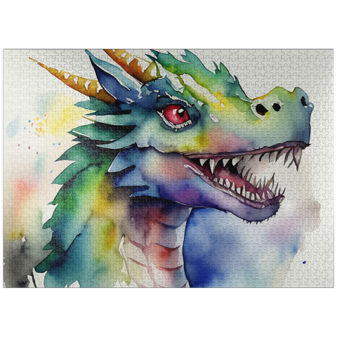 puzzleplate Abstract Watercolor Dragon Portrait Fantasy Canvas 1000 Jigsaw Puzzle