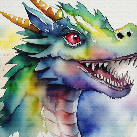 Abstract Watercolor Dragon Portrait Fantasy Canvas 1000 Jigsaw Puzzle 3D Modell