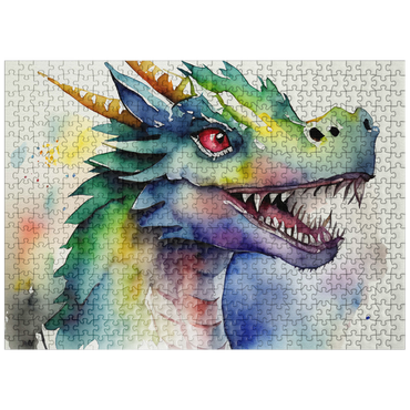 puzzleplate Abstract Watercolor Dragon Portrait Fantasy Canvas 500 Jigsaw Puzzle