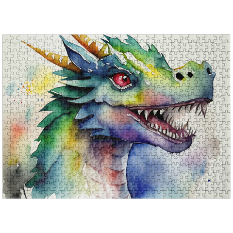 puzzleplate Abstract Watercolor Dragon Portrait Fantasy Canvas 500 Jigsaw Puzzle