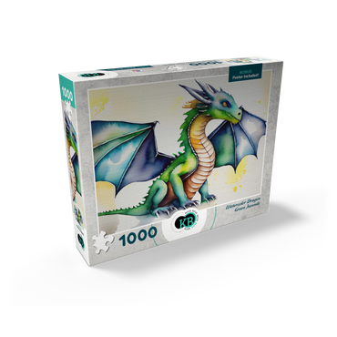 Abstract Watercolor Dragon Green Juvenile Fantasy Canvas 1000 Jigsaw Puzzle box view2